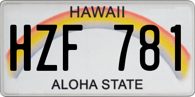 HI license plate HZF781
