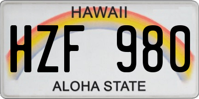 HI license plate HZF980
