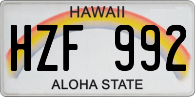 HI license plate HZF992