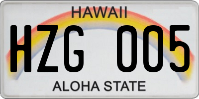 HI license plate HZG005