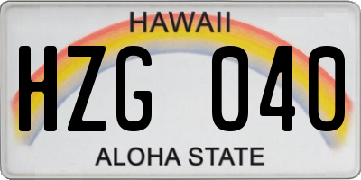 HI license plate HZG040