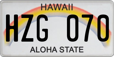 HI license plate HZG070