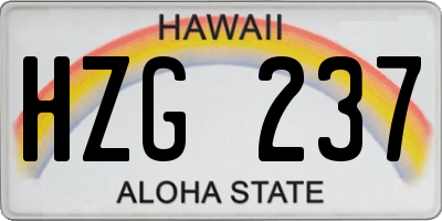 HI license plate HZG237
