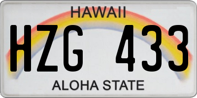 HI license plate HZG433