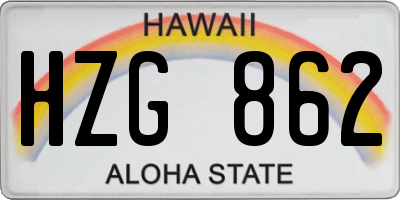 HI license plate HZG862