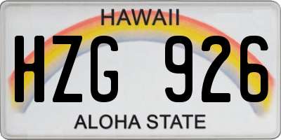 HI license plate HZG926