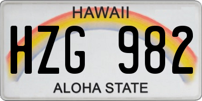 HI license plate HZG982