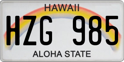 HI license plate HZG985