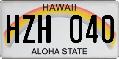 HI license plate HZH040