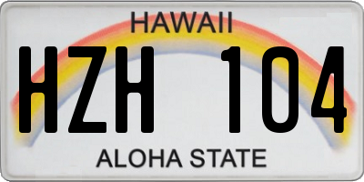 HI license plate HZH104