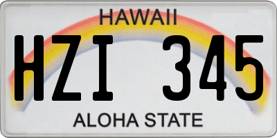 HI license plate HZI345