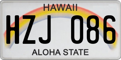 HI license plate HZJ086