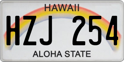 HI license plate HZJ254