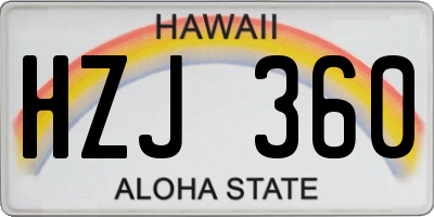 HI license plate HZJ360