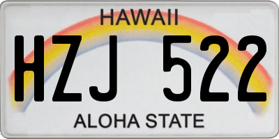 HI license plate HZJ522