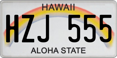 HI license plate HZJ555