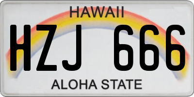 HI license plate HZJ666
