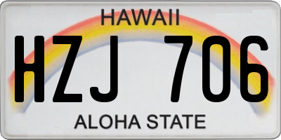 HI license plate HZJ706