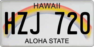 HI license plate HZJ720