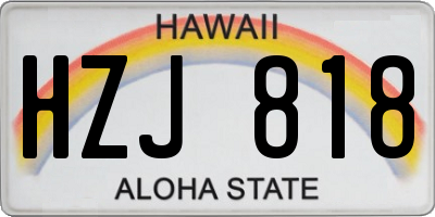 HI license plate HZJ818
