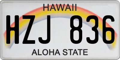 HI license plate HZJ836