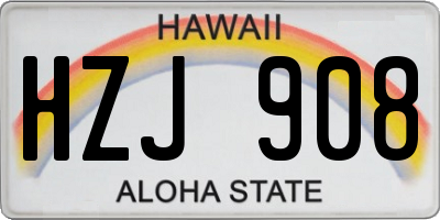 HI license plate HZJ908