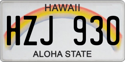 HI license plate HZJ930