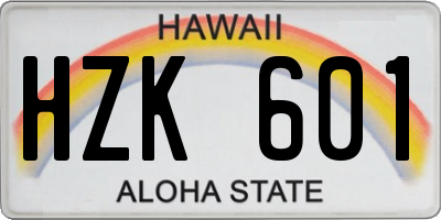 HI license plate HZK601