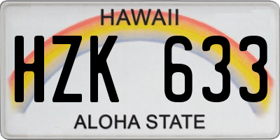 HI license plate HZK633
