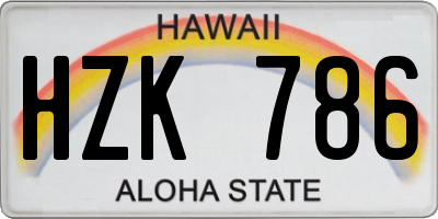 HI license plate HZK786
