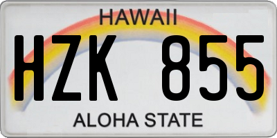 HI license plate HZK855