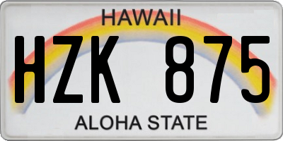 HI license plate HZK875
