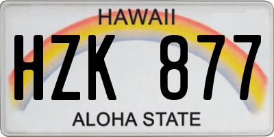 HI license plate HZK877