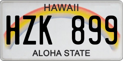 HI license plate HZK899