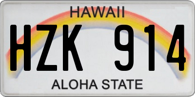 HI license plate HZK914