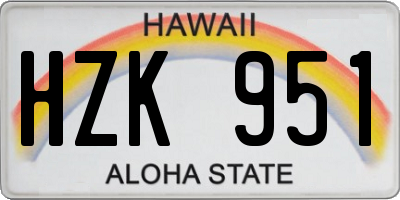 HI license plate HZK951
