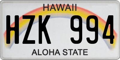 HI license plate HZK994