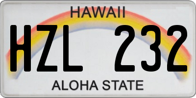 HI license plate HZL232