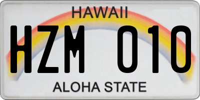 HI license plate HZM010