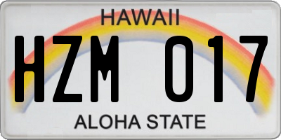HI license plate HZM017