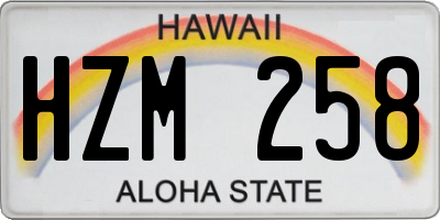 HI license plate HZM258