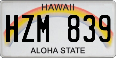 HI license plate HZM839