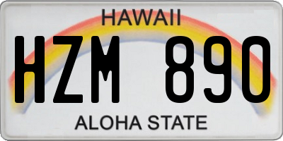 HI license plate HZM890