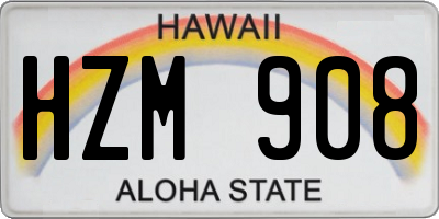 HI license plate HZM908