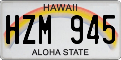 HI license plate HZM945