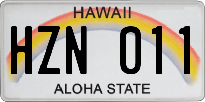 HI license plate HZN011