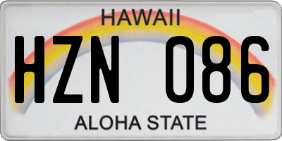 HI license plate HZN086