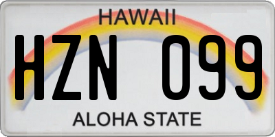 HI license plate HZN099