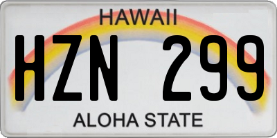 HI license plate HZN299