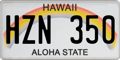 HI license plate HZN350